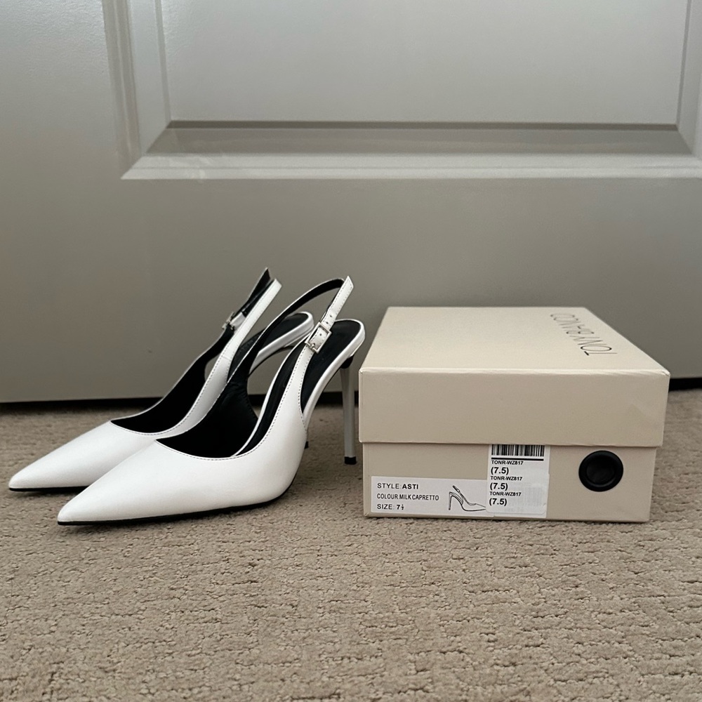 ASTI Tony Bianco White Slingback Heels